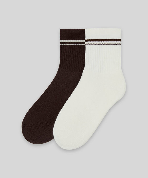 Monsieur Chaussette Çizgili Unicolor Half Havlu Çorap 2li Paket