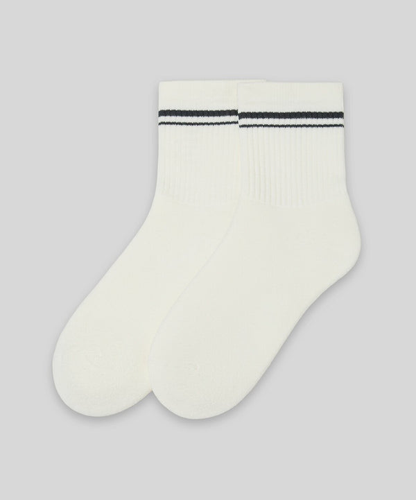 Monsieur Chaussette Çizgili Unicolor Half Havlu Çorap 2li Paket