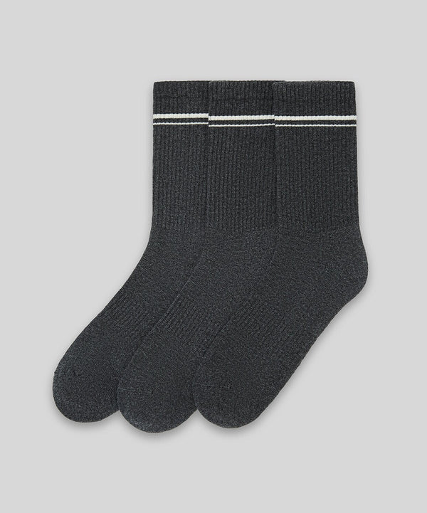 Monsieur Chaussette Çizgili Unicolor Havlu Çorap 3lü Paket